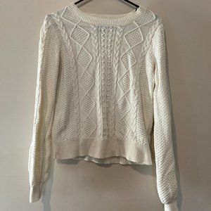 Abercrombie and Fitch White Cable Knit Sweater